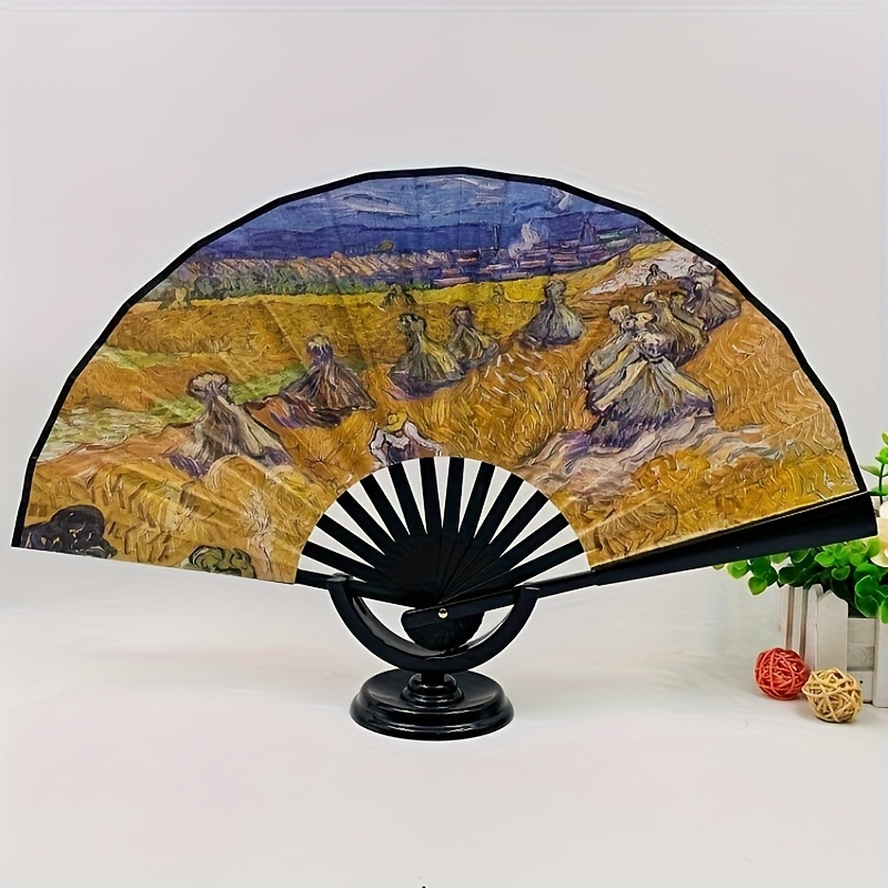 1PC Elegant Printing Hand Fan Landscape Printed Folding Fan Dancing Performance Cheongsam Dressing Accessories details 7