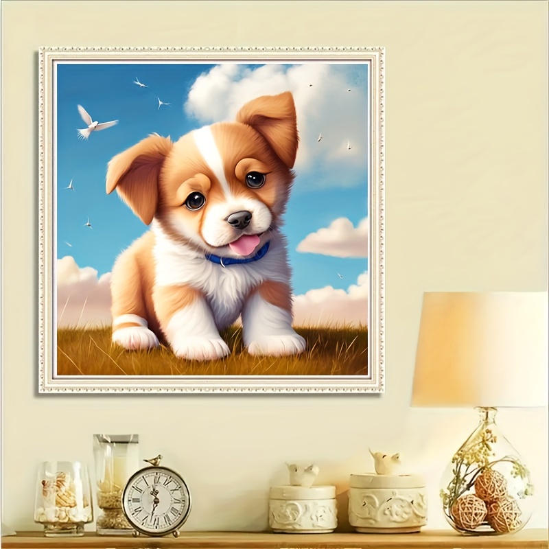 Diy Diamond Painting Kits Animal Dog Full Round Diamond - Temu