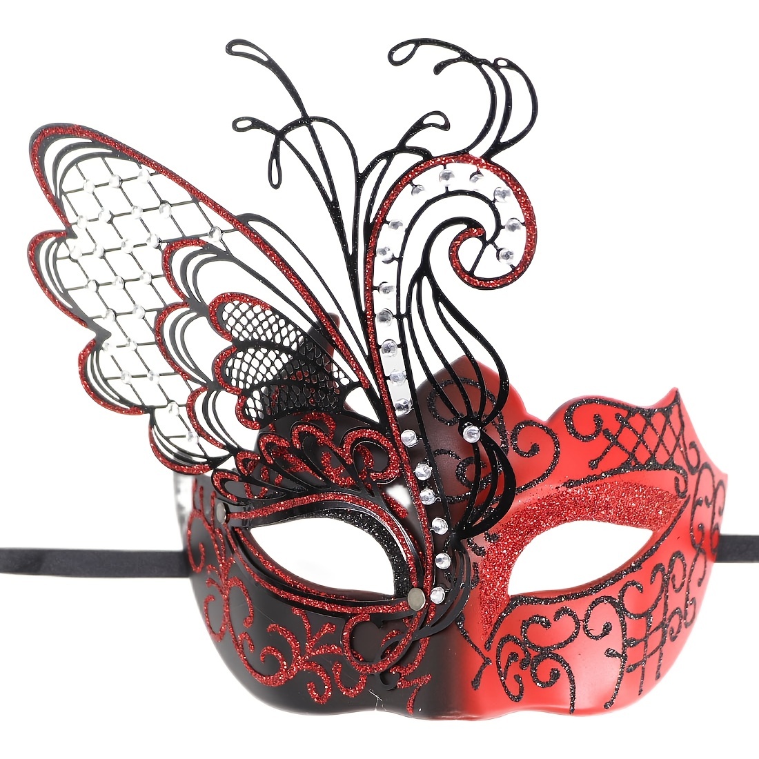 New Full Face Lace Metal Masquerade Mask Black Masquerade Ball Halloween  Mask