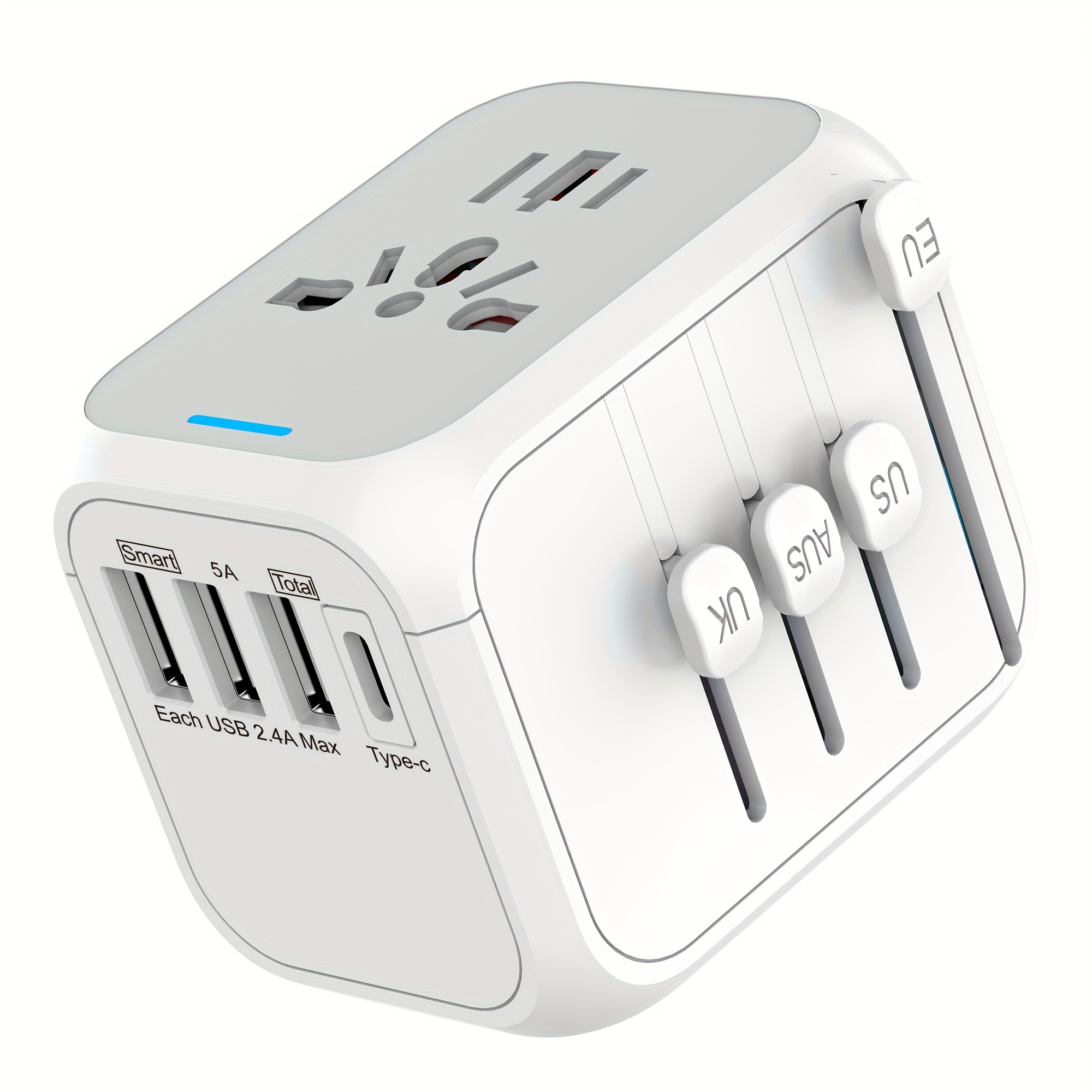 1pc Universal International Travel Plug Adapter With USB-C, US To European  UK AUS Asia Worldwide Travel Adapter, AC Outlets Plug Converters, 3 USB 1