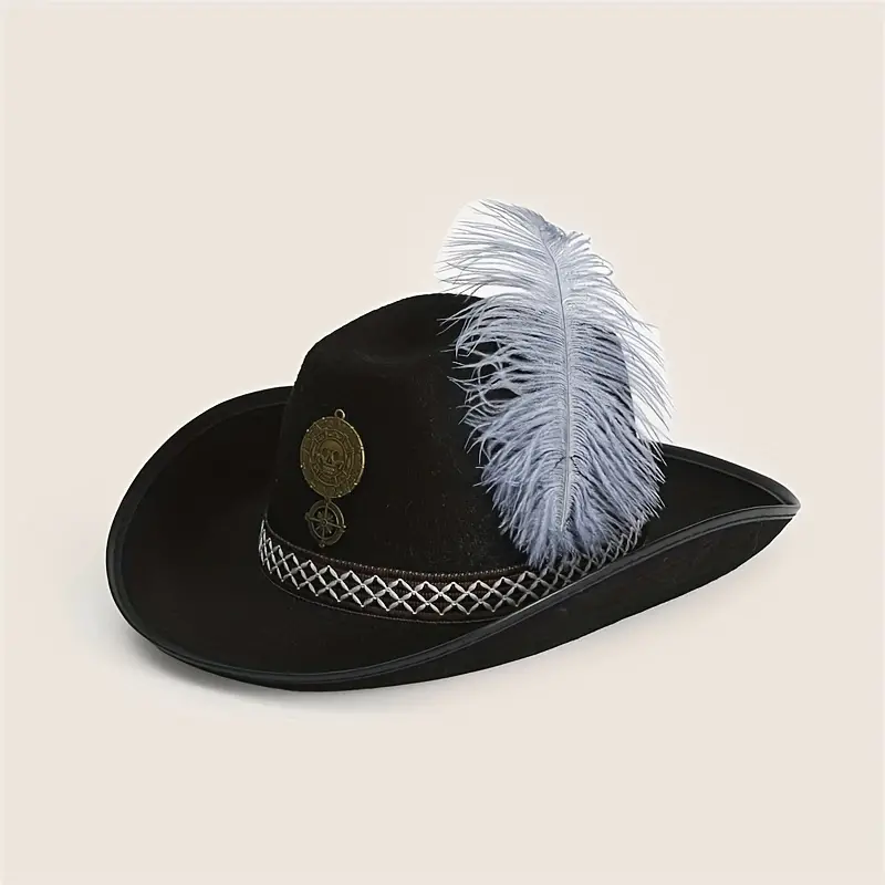 Faux Feather Decor Cowboy Hats Vintage Western Jazz Fedora Halloween Costume Party Cowgirl Hat for Women & Men,Temu