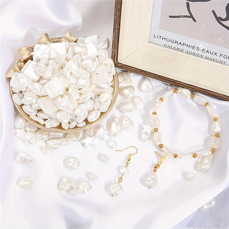 Irregular Abs Beige Imitation Pearls Beads Loose Beads For - Temu