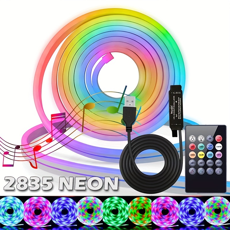 Rgb Neon Led Strip Lights 2835 Smd Led Neon Rope Light Music - Temu Canada