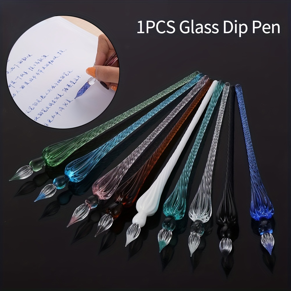 

Vintage Glass Pen Color Ink Dipped Fountain Pen Water Proof Pen Comic Color Practice Calligraphy Supplies For Art Painting