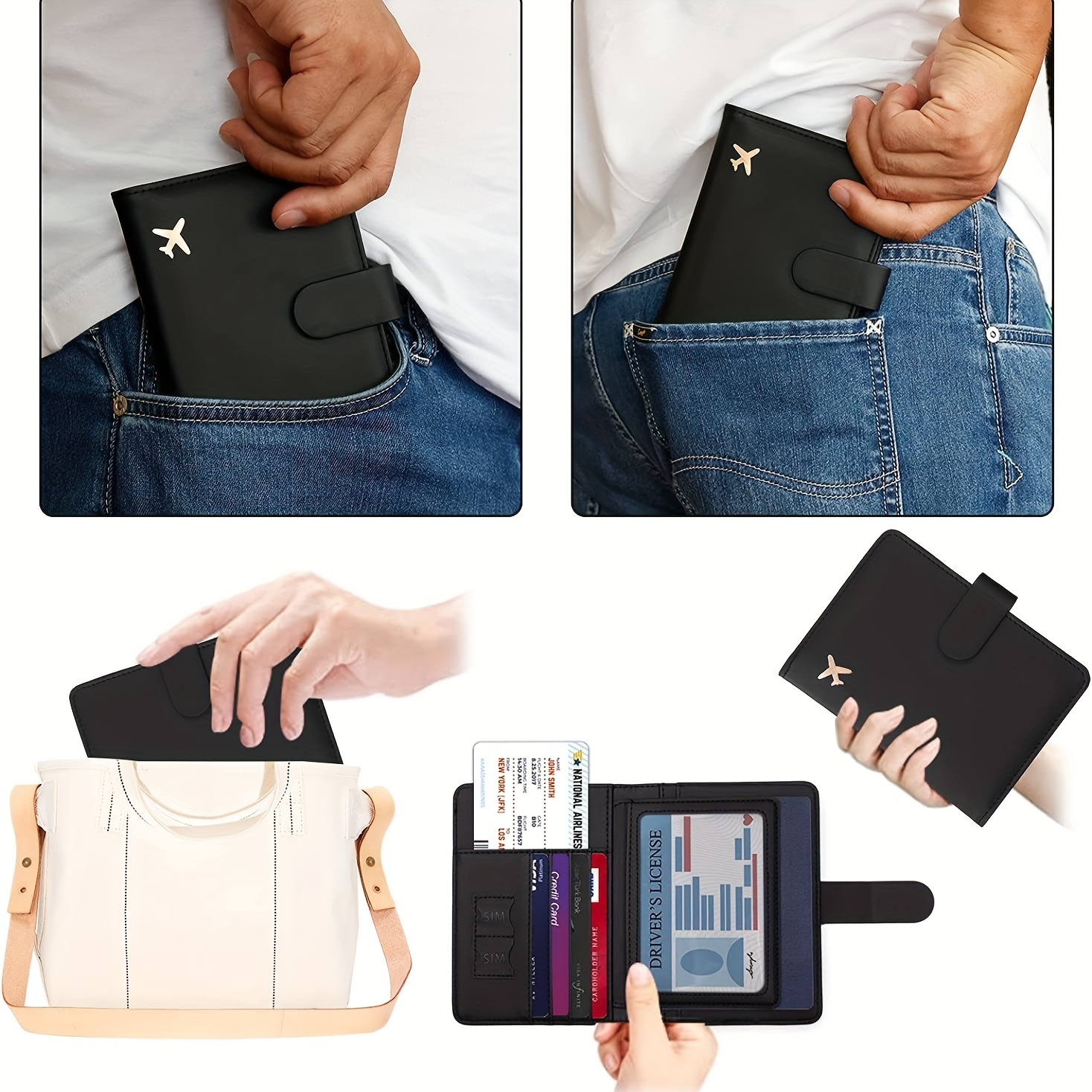 Mens Hidden Travel Wallet | Leather Wallet | Secret Wallet | Concealed Wallet | 2 Wallets in 1 | 12 Card Slots | Clasp & Button Close