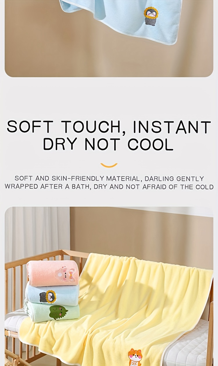 soft bath towel absorbent quick drying bath towel cartoon blanket coral velvet thickened bath towel details 3