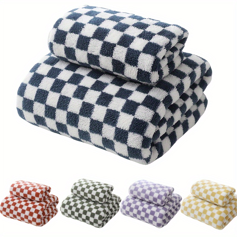 Hand Towels Cotton Checkered Pattern Absorbent Soft Towel - Temu Canada