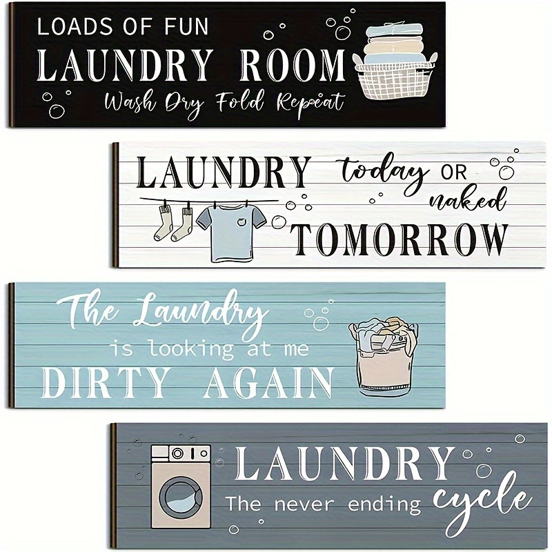 Soffee Design Laundry Room Sign - Metal Art Laundry Accessories - Bathroom Guide Plaque Signs, Home Laundry Wall Decor - Laundry Guide White