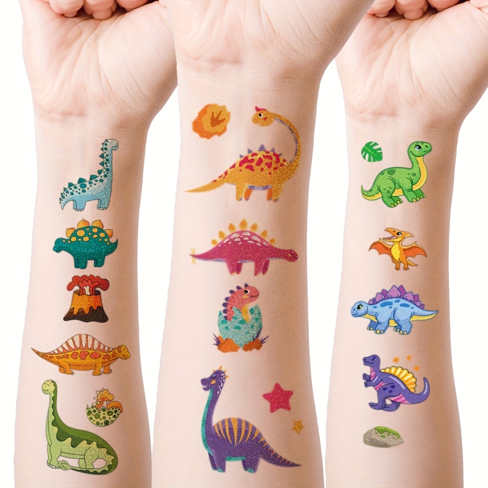 Tatuaggi per Bambini 30 Fogli Glitterati Tatuaggi Temporanei Illuminano  Finti Tatuaggi Gadget Compleanno Bambini Contiene Dinosauri Unicorno  Farfalle