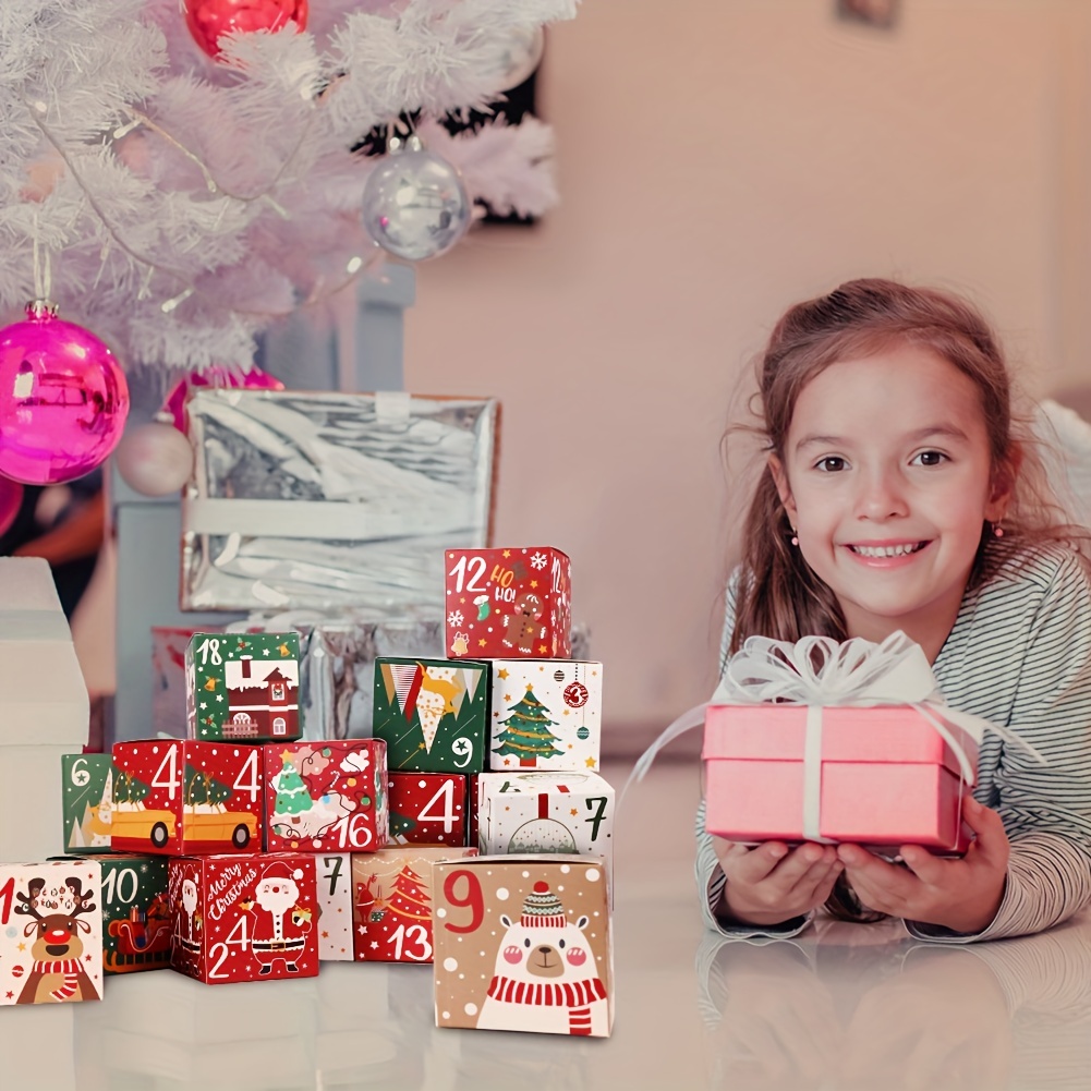 DIY Christmas Advent Calendar Boxes 2023, 25 Days Christmas Cardboard  Number Boxes Christmas Countdown Calendar Refillable Advent Xmas Gift Box  for