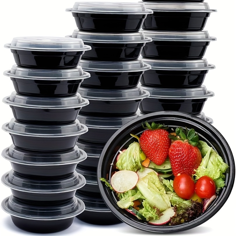 Disposable Lunch Boxes Black Circular Packaging Boxes - Temu
