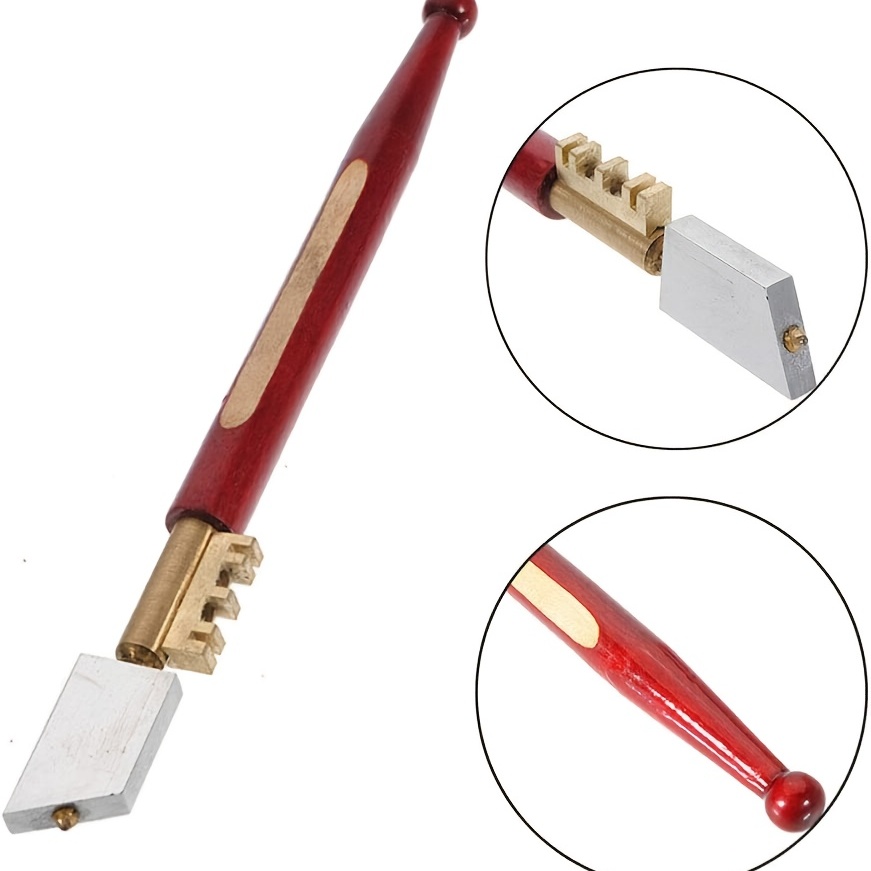 1pc Hex Wheel Glass Cutter With Wooden Handle Glass Cutting - Temu