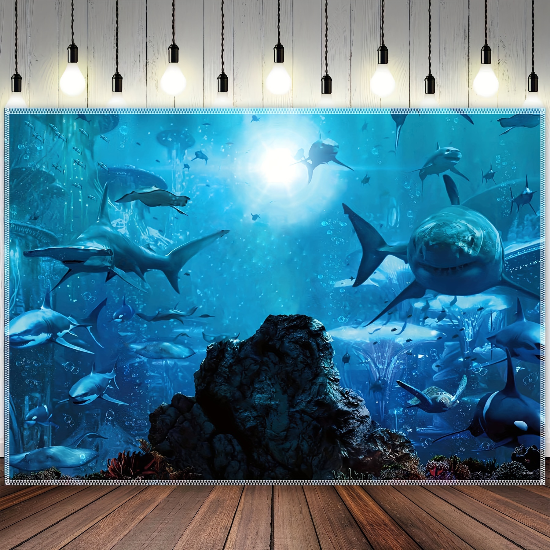 Shark Sea Polyester Photography Backdrop Aquarium Ocean - Temu