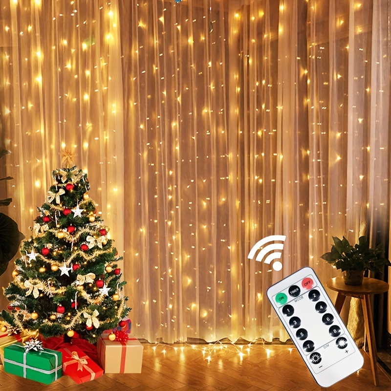 Usb Copper Wire Curtain String Lights, Christmas Decoration, 8 Modes Remote  Control, Festive Wedding Fairy Garland Lights, Bedroom Outdoor Indoor Home  Decoration - Temu