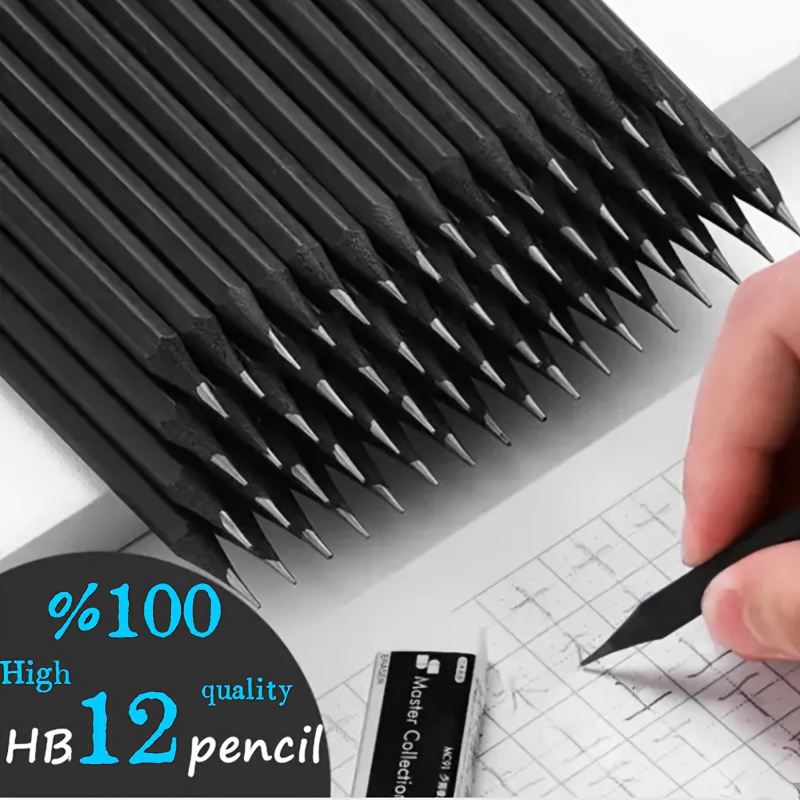 

12pcs Black Wood Pencil, Hb Black Pencil, Safe, Non-toxic, Used For Daily Writing And Drawing Notes