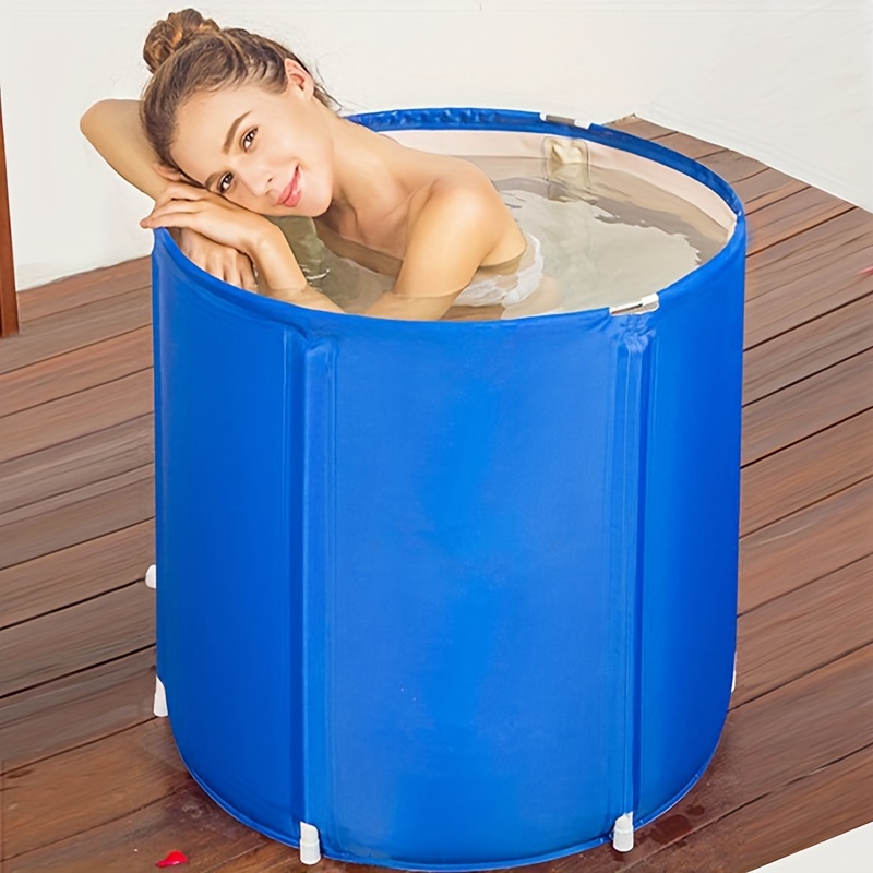 Portable Plastic Bathtub, Folding Spa BathTub for Adults,23×25  Freestanding Soaking Tub Non-Inflatable Ice Bath Tub, Thickened Thermal  Foam to Keep Temperature (Purple Bathtub) 