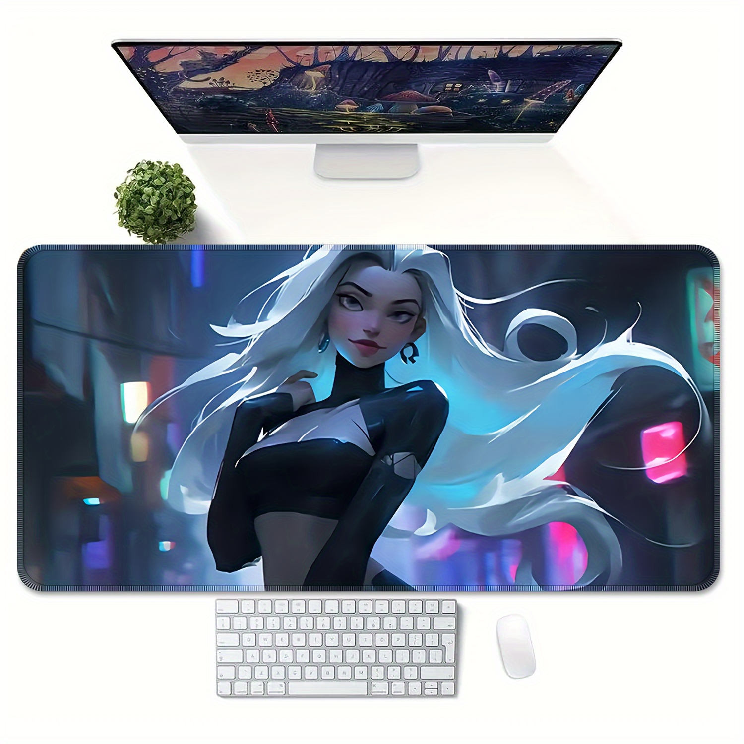 Anime Fashion Girl Large Gaming Mousepad Computer Hd Keyboard Pad Mouse Mat  Desk Mats Natural Rubber Anti-slip Office Mouse Pad Desk Accessories - Temu