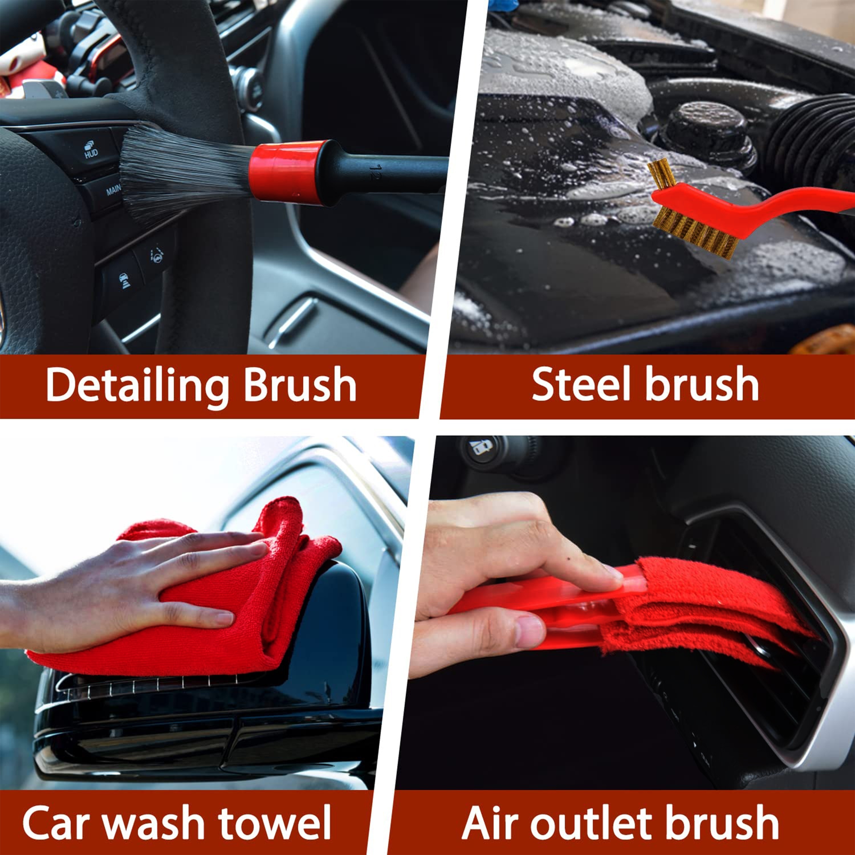 Car Detailing Brush Set Perfect Cleaning Wheels Dashboard - Temu