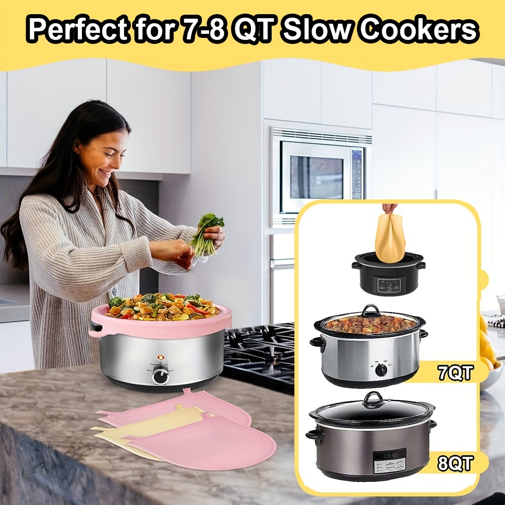  2 Pack Silicone Slow Cooker Liners,Reusable Cooking