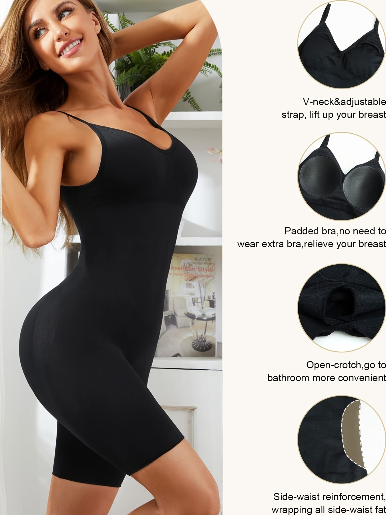 Sexy Bodysuit For Women Lifting Hip Jumpsuit With Deep V Shaped