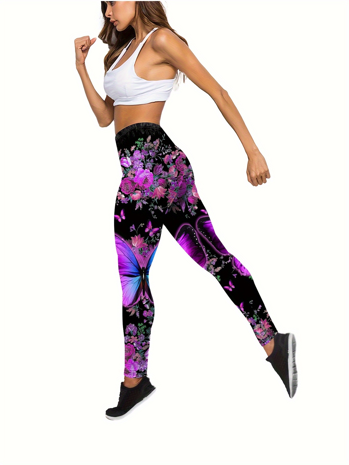 Plus Size Sports Outfits Set Women's Plus Floral Butterfly - Temu