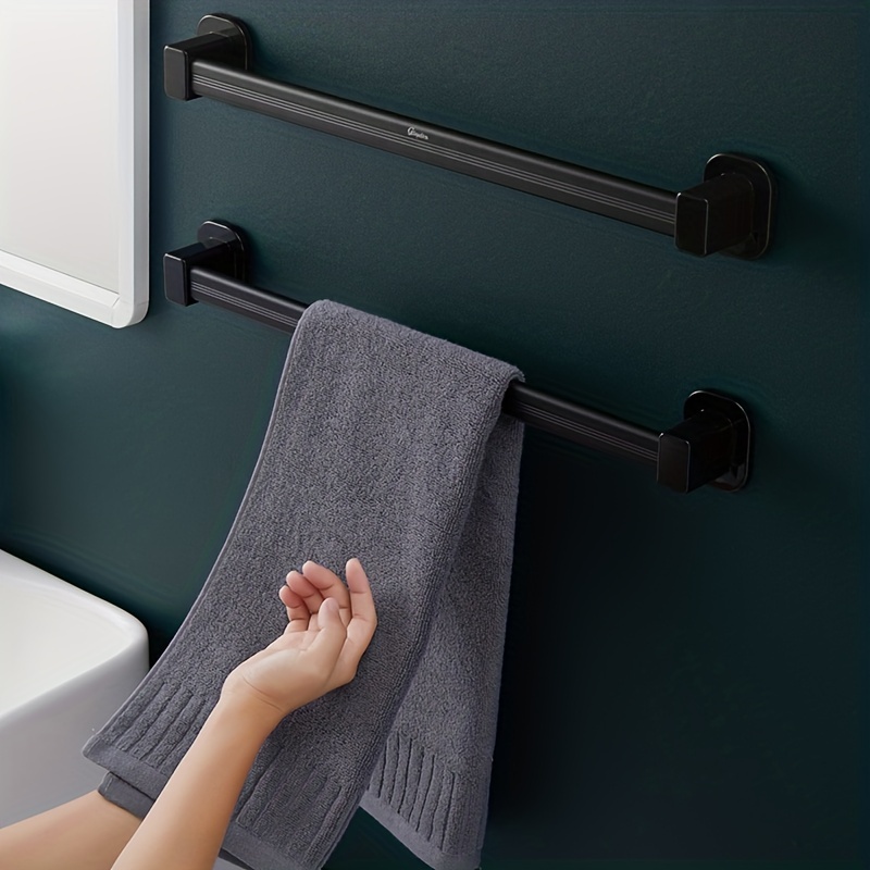 WINCASE Toallero de cristal, toallero ajustable doble negro mate, colgador  de toallas de baño, soporte para toallas montado en la pared