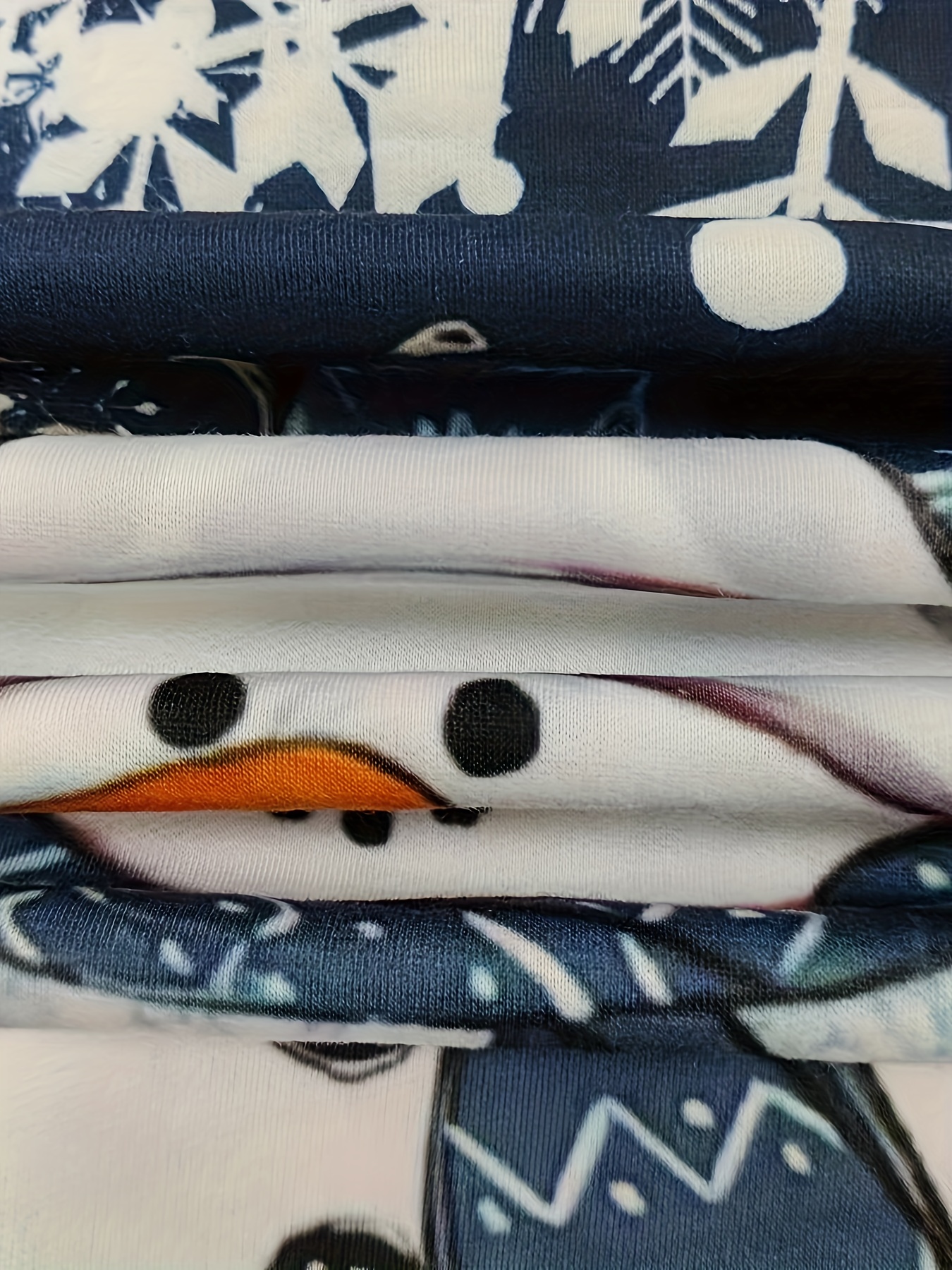 Plus Size Christmas Casual T-shirt, Women's Plus Snowman & Wreath Print  Long Sleeve Round Neck Slight Stretch Top