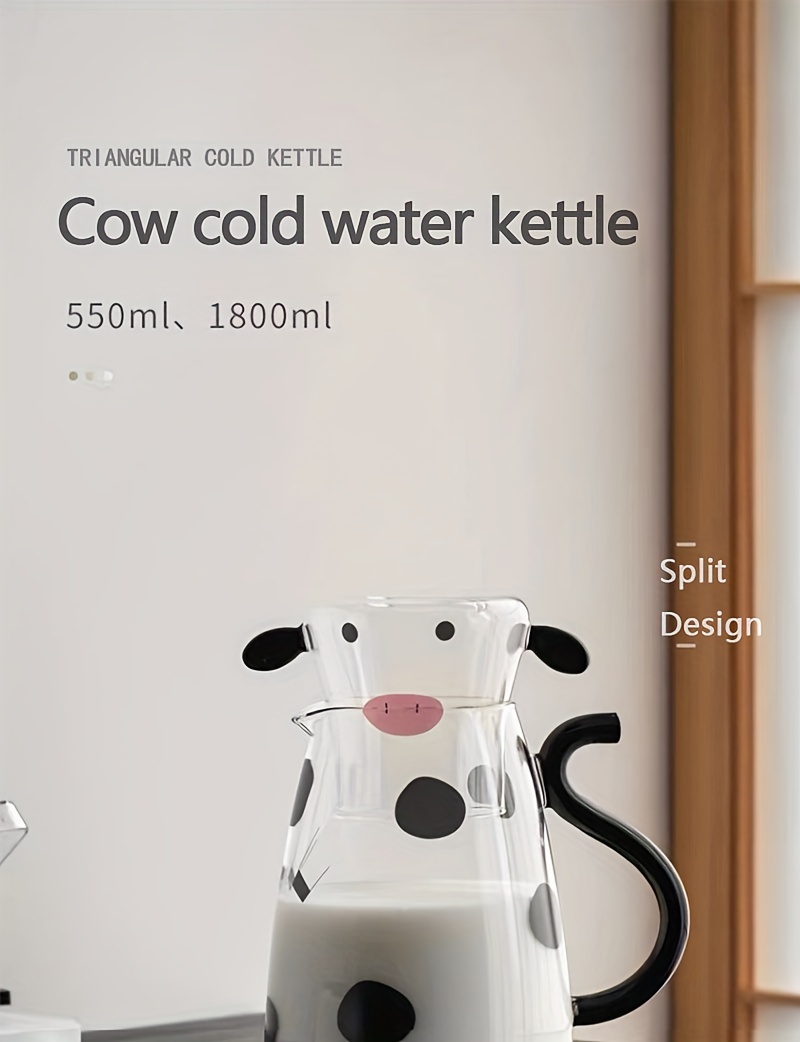 Cow Print Bedside Night Water Carafe And Tea Cup, Clear Cow