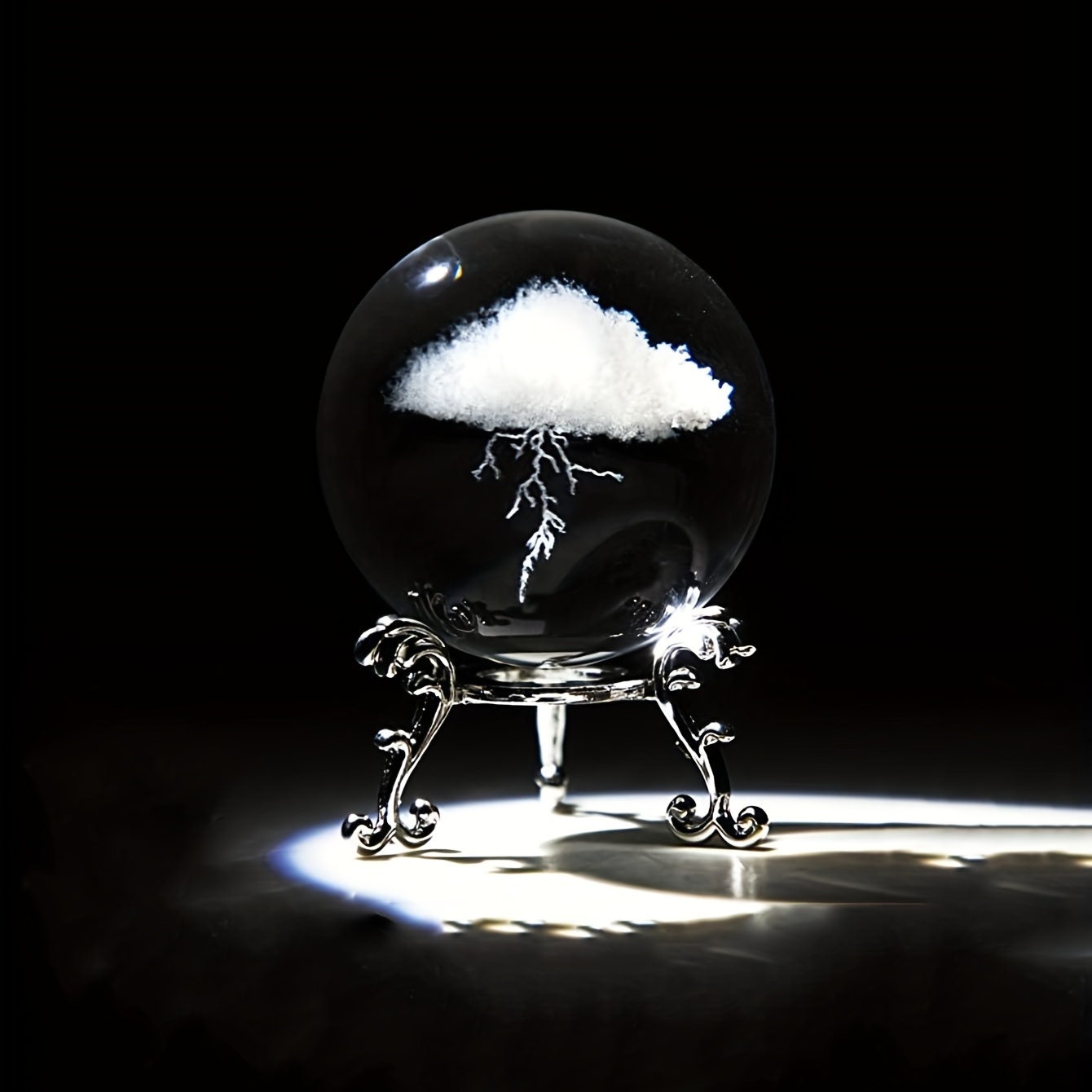 

1pc Thunder Cloud Round Holiday Gift Desktop Home Creative Crystal Ball Small Ornaments, Living Room Bedroom Decoration Crafts, Home Decor, Christmas Gift