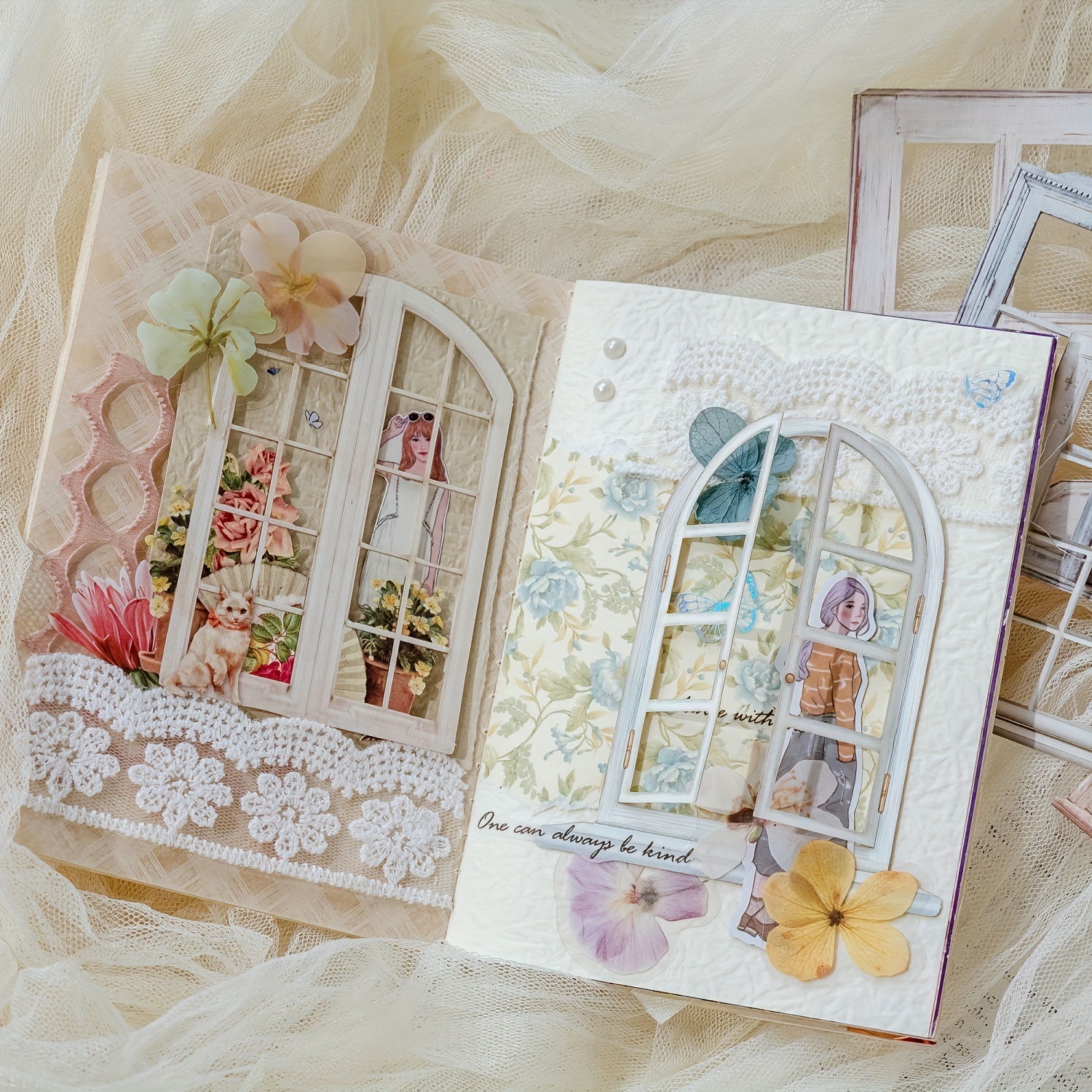 Window Sticker Hollow Out Flower Window Collage Journal - Temu