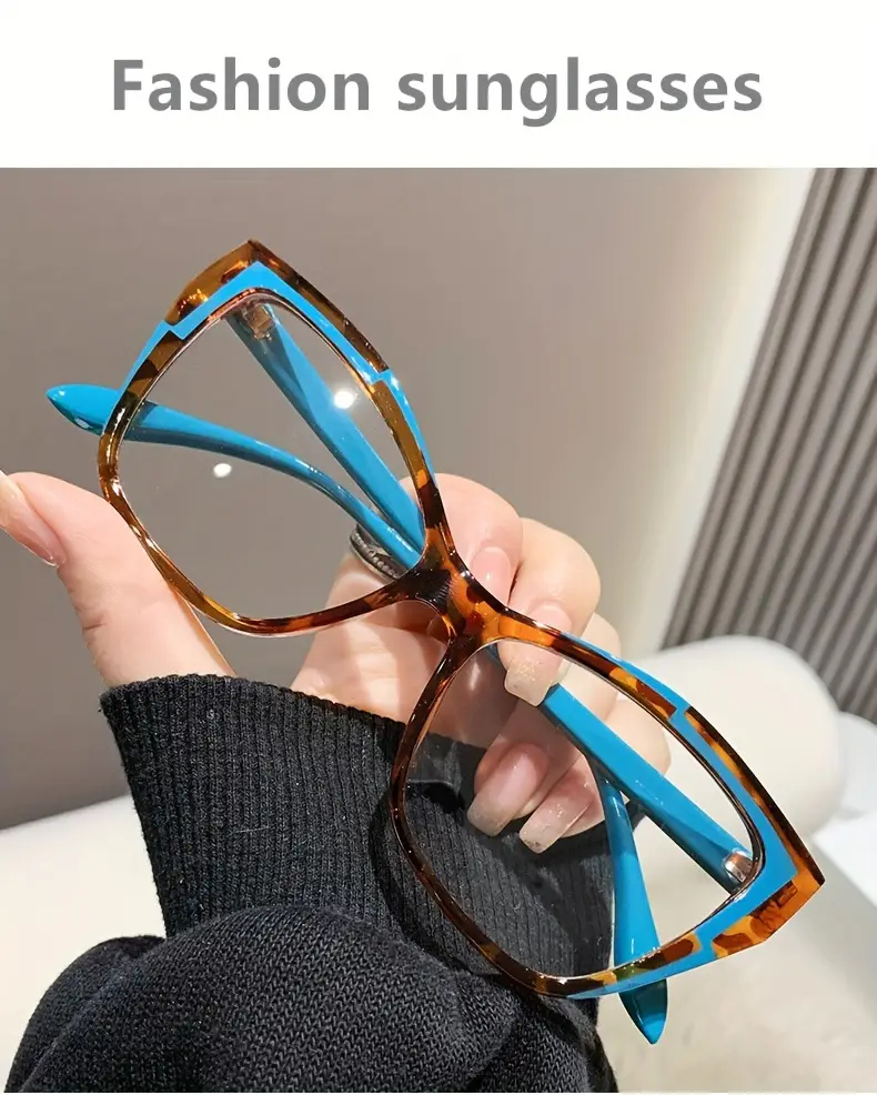 blue light blocking glasses cat eye color block frame clear lens computer glasses spectacles for women men details 4