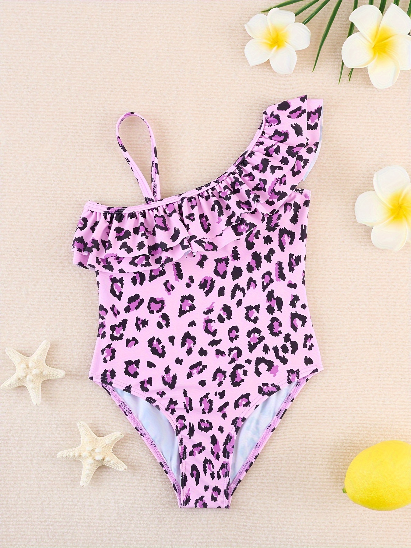 Toddler Baby Girl Flamingo Cotton Swimsuit Ruffle Bathing - Temu