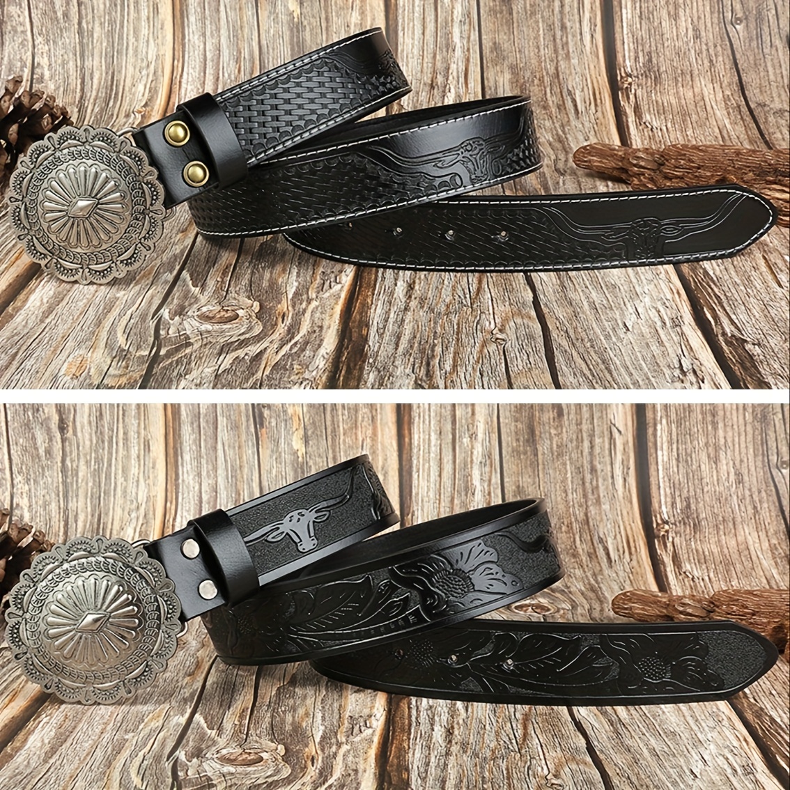 Vintage Oval Flower Buckle Women's Western Belt