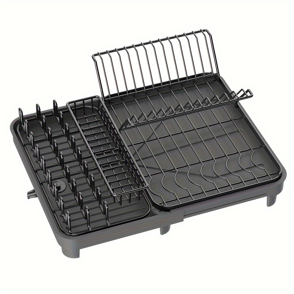 PXRACK Dish Drying Rack, Dish Rack for Kitchen Counter with Utensil Holder,  Space-Saving Durable Dish Drainer Organizer with Drainboard for Kitchen,  Black - Yahoo Shopping