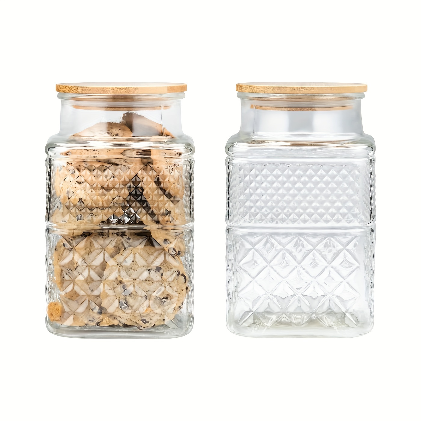 Urban Green Glass Jars with Airtight Lids, Airtight Glass Canisters set,  Large Glass Storage Containers with Wood Lids, 2 Pack of 100oz Glass Food