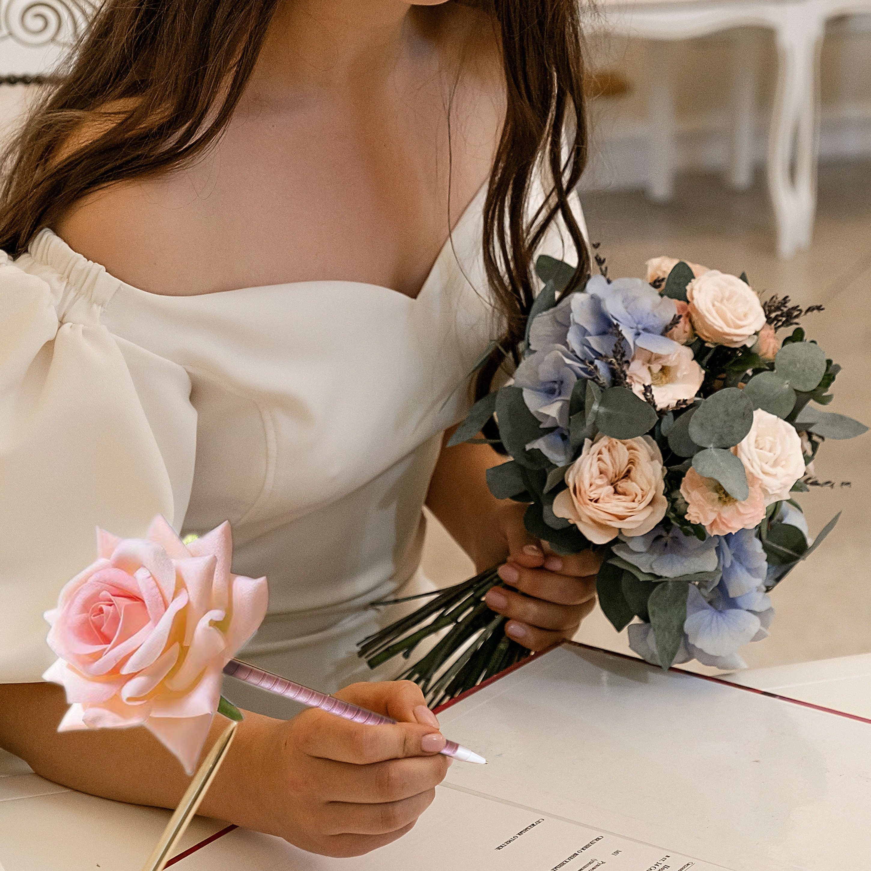 

1pc Signature Pen Wedding Banquet Signature Pen Rose Flower Ballpoint Pen Teacher's Day Gift Office Decoration