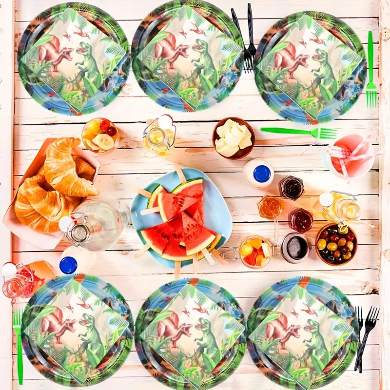 Dinosaur Birthday Party Dinnerware Set Including - Temu