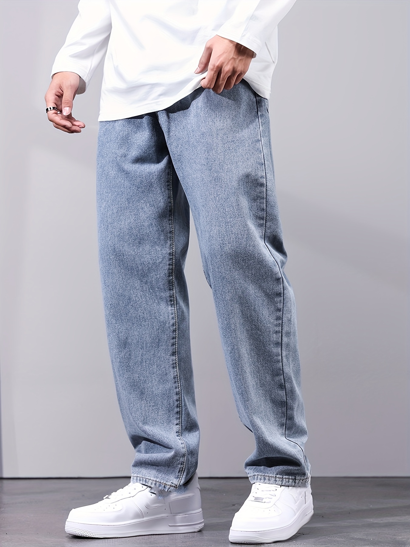 Pantalones Vaqueros Pierna Recta Hombre Talla - Temu