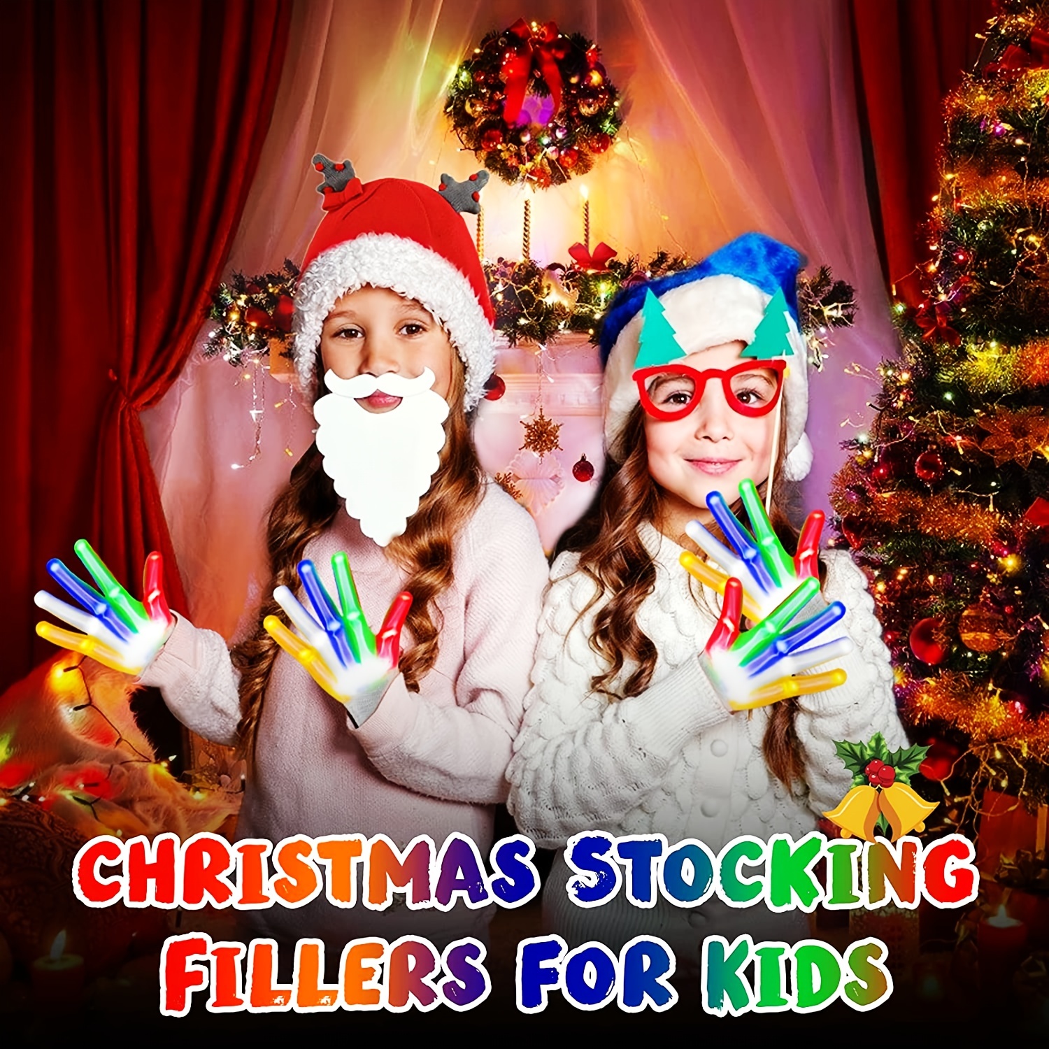 Cool Toys - Guantes LED de 12 colores, guantes con luz intermitente,  juguetes para niños y niñas de 3 a 8 años, regalos para Halloween, Navidad