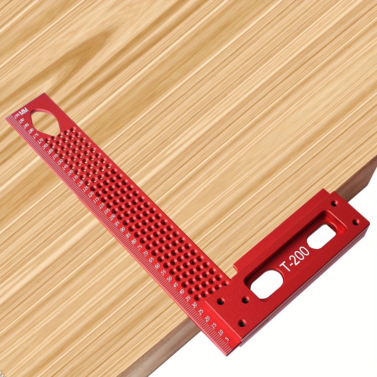 T Square Ruler Aluminum Alloy Removable Woodworking Scriber Art Framing  Drafting Tools Ultra Precision Marking Ruler(Red)(300mm)