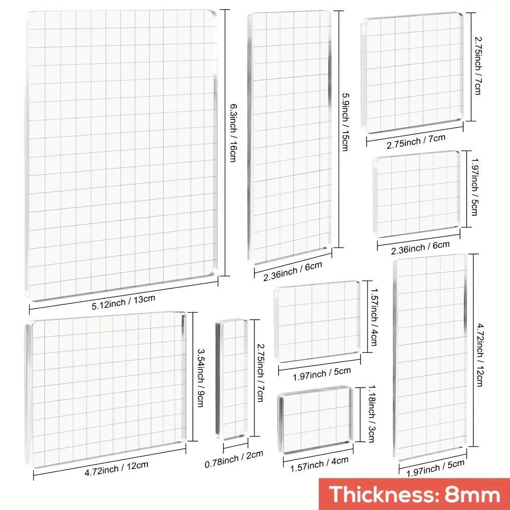 Acrylic Stamp Block Clear Stamping Tools Set Grid Lines - Temu