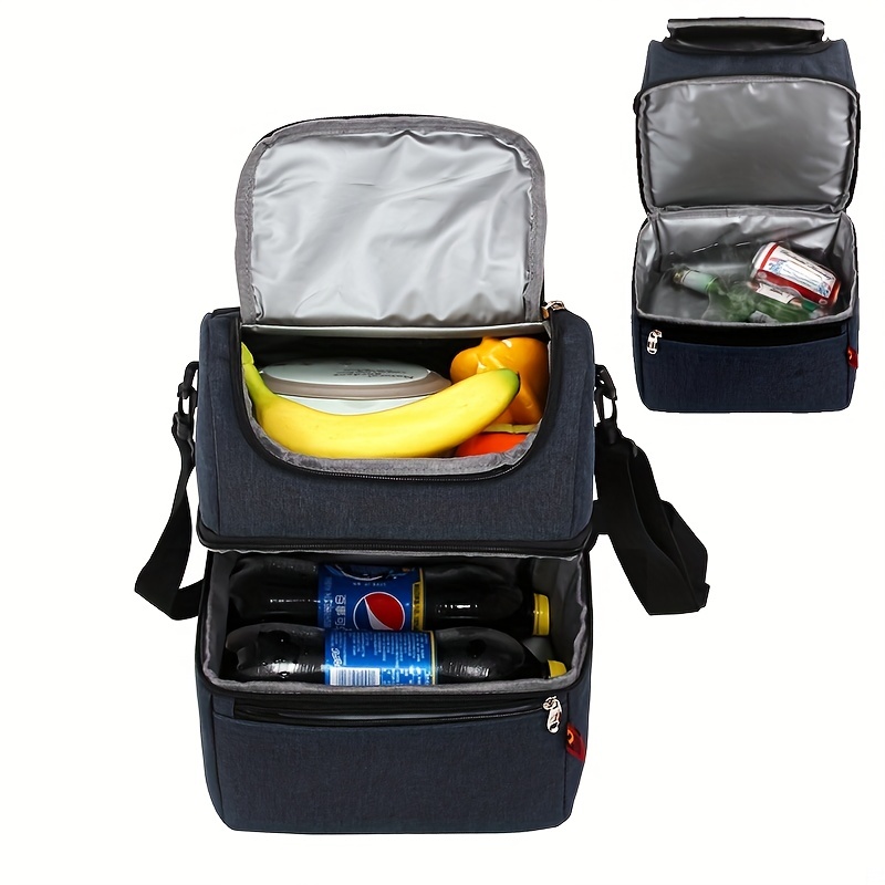 Double Layer Insulated Lunch Bag Ice Pack Leakproof Insulation Picnic Travel