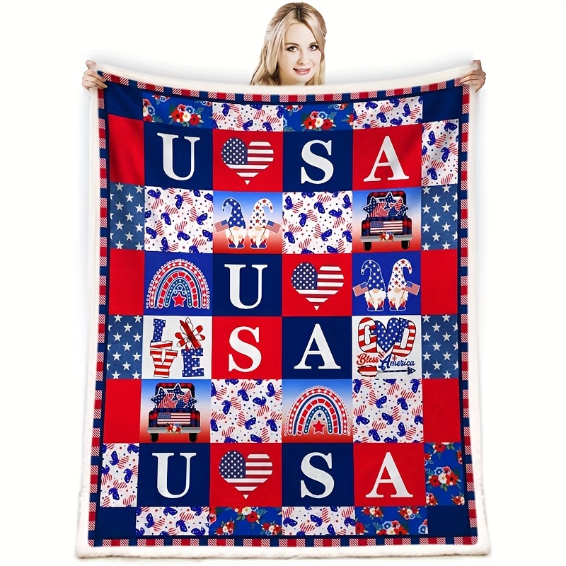 American Flag Fish Proud America Quotes Blanket Let Freedom - Temu