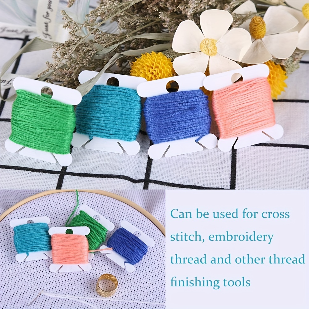 90pcs/set Plastic Cross Stitch Bobbins Plastic Embroidery Floss Bobbins  Organizer Box For Cross Stitch Craft DIY Sewing Storage