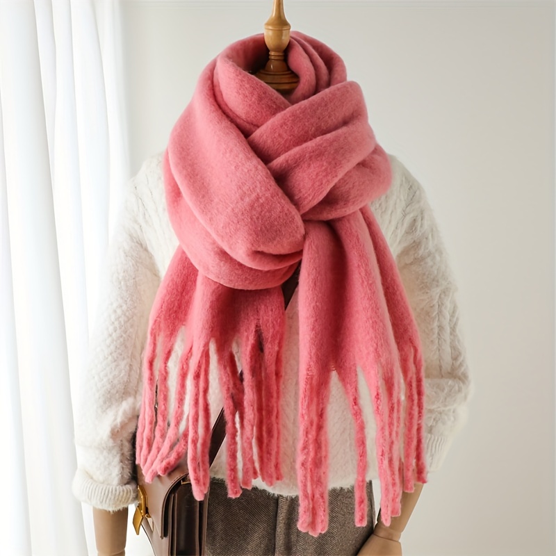 Color Matching Striped Chunky Scarf Soft Fleece Thickened - Temu