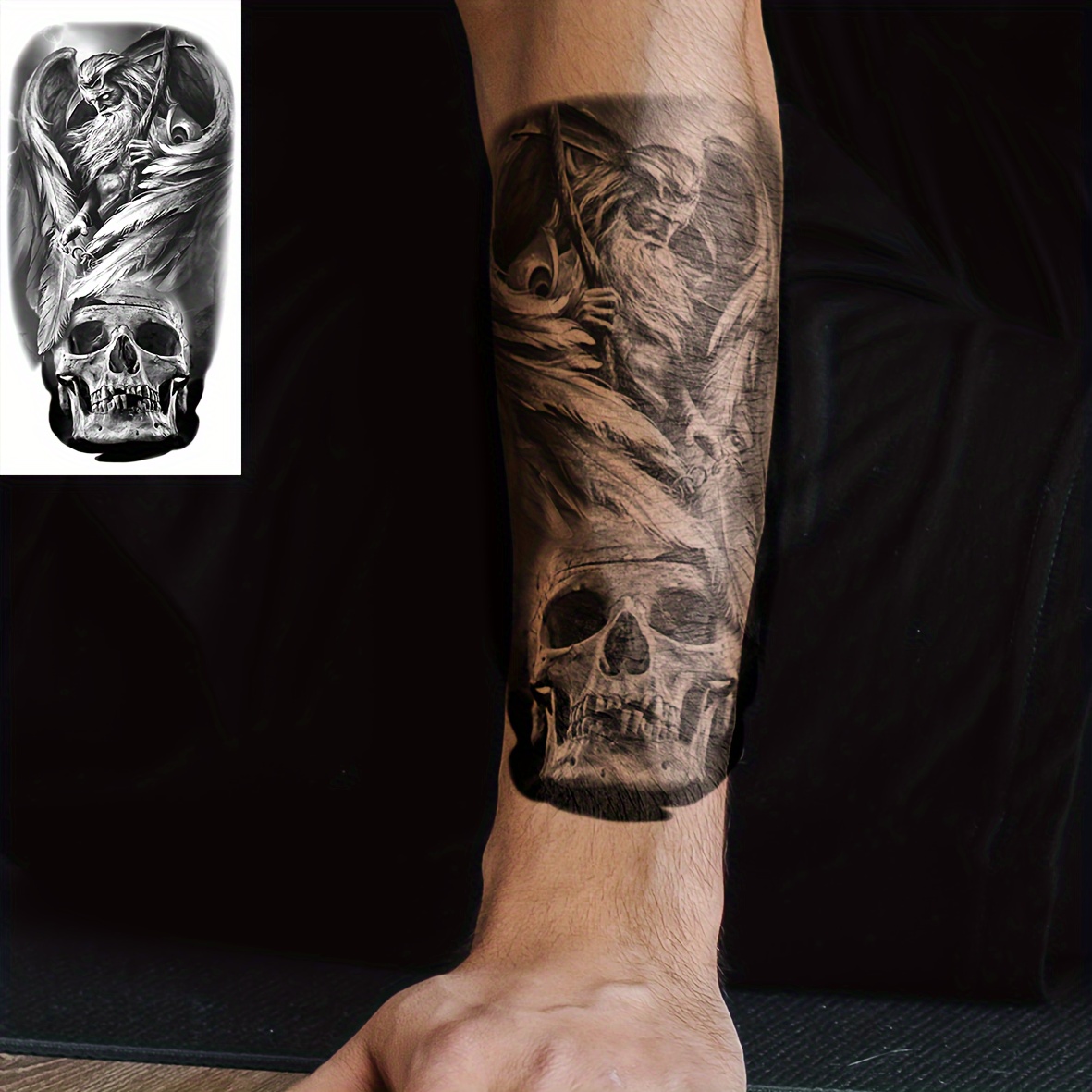 Acquista Tatuaggi temporanei con fiori di leone corona per donne uomini  bambini ragazzo adesivo tatuaggio scheletro tigre nera tatuaggi bussola  finta mezza manica