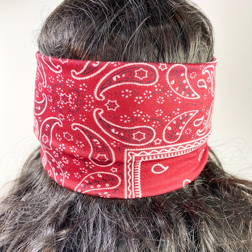 Boho Wide Brim Headbands Floral Elastic Sweatband