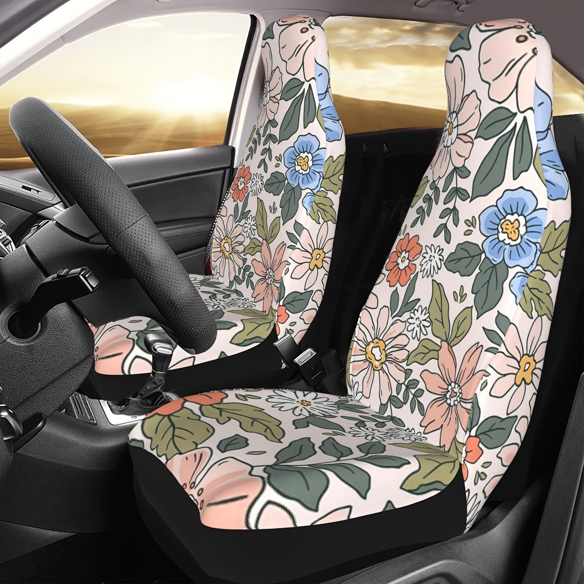Autositzbezüge Set Luxus Auto Sicherheitsgurt Abdeckung Auto Kissen Set  Leder Autositzbezüge Universal Sitzbezüge für Autos Komplettset