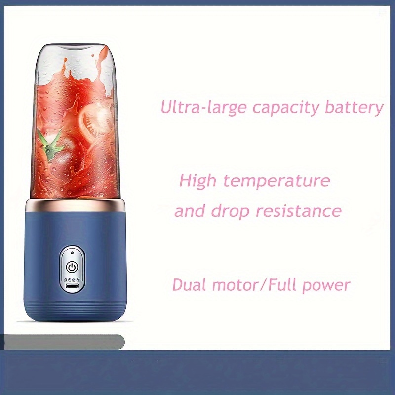 1pc 400ml Portable Usb Rechargeable Juicer With 6 Blades, Automatic Mini  Electric Juice Cup And Smoothie Blender, Ice Crusher And Food Processor