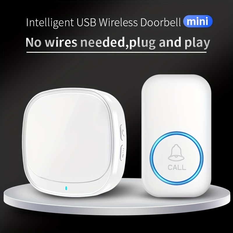 Wireless Door Bell,Mini Waterproof Doorbell Chime Operating at 1000 Feet with 32 Melodies,4 Volume Levels & LED Flash,Black
